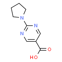 ChemSpider 2D Image | 2-Pyrrolidin-1-ylpyrimidine-5-carboxylic acid | C9H11N3O2