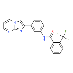 ChemSpider 2D Image | N-[3-(Imidazo[1,2-a]pyrimidin-2-yl)phenyl]-2-(trifluoromethyl)benzamide | C20H13F3N4O