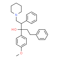 ChemSpider 2D Image | 3-(4-Methoxyphenyl)-2,5-diphenyl-1-(1-piperidinyl)-3-pentanol | C29H35NO2