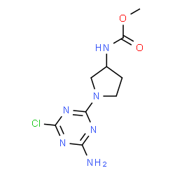 ChemSpider 2D Image | Methyl [1-(4-amino-6-chloro-1,3,5-triazin-2-yl)-3-pyrrolidinyl]carbamate | C9H13ClN6O2
