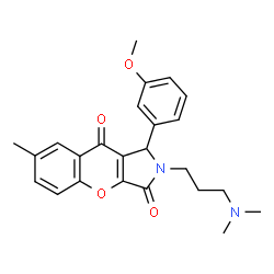 ChemSpider 2D Image | 2-[3-(Dimethylamino)propyl]-1-(3-methoxyphenyl)-7-methyl-1,2-dihydrochromeno[2,3-c]pyrrole-3,9-dione | C24H26N2O4
