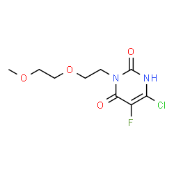 ChemSpider 2D Image | 6-Chloro-5-fluoro-3-[2-(2-methoxyethoxy)ethyl]-2,4(1H,3H)-pyrimidinedione | C9H12ClFN2O4