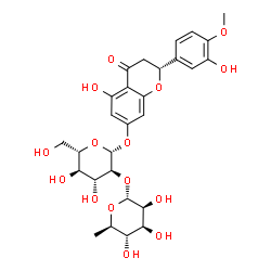 ChemSpider 2D Image | (2R)-5-Hydroxy-2-(3-hydroxy-4-methoxyphenyl)-4-oxo-3,4-dihydro-2H-chromen-7-yl 2-O-(6-deoxy-alpha-D-mannopyranosyl)-beta-L-glucopyranoside | C28H34O15