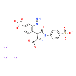 ChemSpider 2D Image | Trisodium 4-(2-diazenyl-4-sulfonatophenyl)-5-oxo-1-(4-sulfonatophenyl)-4,5-dihydro-1H-pyrazole-3-carboxylate | C16H9N4Na3O9S2