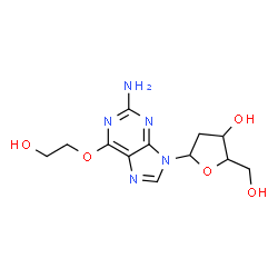 ChemSpider 2D Image | 9-(2-Deoxypentofuranosyl)-6-(2-hydroxyethoxy)-9H-purin-2-amine | C12H17N5O5