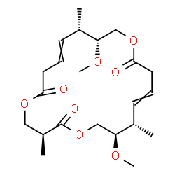 ChemSpider 2D Image | (3S,10S,11R,18S,19R)-11,19-Dimethoxy-3,10,18-trimethyl-1,5,13-trioxacycloicosa-8,16-diene-2,6,14-trione | C22H34O8