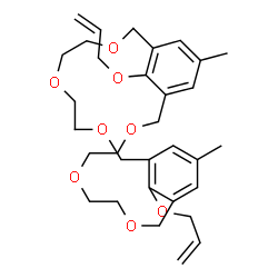 ChemSpider 2D Image | 29,30-Bis(allyloxy)-13,27-dimethyl-3,6,9,17,20,23-hexaoxatricyclo[23.3.1.1~11,15~]triaconta-1(29),11(30),12,14,25,27-hexaene | C32H44O8