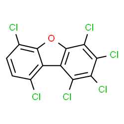 ChemSpider 2D Image | 1,2,3,4,6,9-HEXACHLORODIBENZOFURAN | C12H2Cl6O