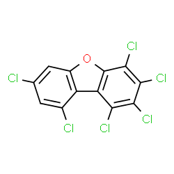 ChemSpider 2D Image | 1,2,3,4,7,9-HEXACHLORODIBENZOFURAN | C12H2Cl6O