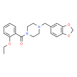 ChemSpider 2D Image | 1-(1,3-Benzodioxol-5-ylmethyl)-4-(2-ethoxybenzoyl)piperazine | C21H24N2O4