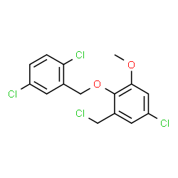 ChemSpider 2D Image | 5-Chloro-1-(chloromethyl)-2-[(2,5-dichlorobenzyl)oxy]-3-methoxybenzene | C15H12Cl4O2