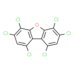ChemSpider 2D Image | 1,3,4,6,7,9-HEXACHLORODIBENZOFURAN | C12H2Cl6O