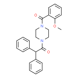 ChemSpider 2D Image | Piperazine, 1-(2-methoxybenzoyl)-4-diphenylacetyl- | C26H26N2O3