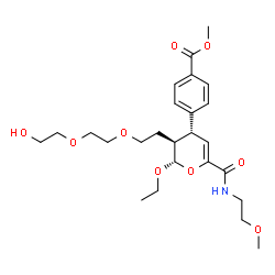 ChemSpider 2D Image | Methyl 4-{(2S,3S,4R)-2-ethoxy-3-{2-[2-(2-hydroxyethoxy)ethoxy]ethyl}-6-[(2-methoxyethyl)carbamoyl]-3,4-dihydro-2H-pyran-4-yl}benzoate | C25H37NO9