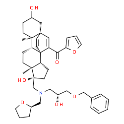 ChemSpider 2D Image | [(1R,2S,5S,6S,9R,10R,15R)-5-({[(2R)-3-(Benzyloxy)-2-hydroxypropyl][(2R)-tetrahydro-2-furanylmethyl]amino}methyl)-5,13-dihydroxy-6,10-dimethylpentacyclo[13.2.2.0~1,9~.0~2,6~.0~10,15~]nonadeca-16,18-die
n-17-yl](2-furyl)methanone | C42H55NO7