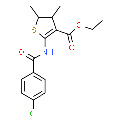 ChemSpider 2D Image | Ethyl 2-[(4-chlorobenzoyl)amino]-4,5-dimethyl-3-thiophenecarboxylate | C16H16ClNO3S