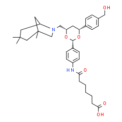 ChemSpider 2D Image | 7-[(4-{(2S,4R,6S)-4-[4-(Hydroxymethyl)phenyl]-6-[(1,3,3-trimethyl-6-azabicyclo[3.2.1]oct-6-yl)methyl]-1,3-dioxan-2-yl}phenyl)amino]-7-oxoheptanoic acid | C35H48N2O6
