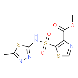 ChemSpider 2D Image | Methyl 5-[(5-methyl-1,3,4-thiadiazol-2-yl)sulfamoyl]-1,3-thiazole-4-carboxylate | C8H8N4O4S3