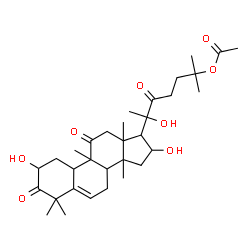 ChemSpider 2D Image | 2,16,20-Trihydroxy-9,10,14-trimethyl-1,11,22-trioxo-4,9-cyclo-9,10-secocholest-5-en-25-yl acetate | C32H48O8