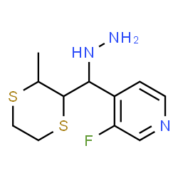 ChemSpider 2D Image | 3-Fluoro-4-[hydrazino(3-methyl-1,4-dithian-2-yl)methyl]pyridine | C11H16FN3S2