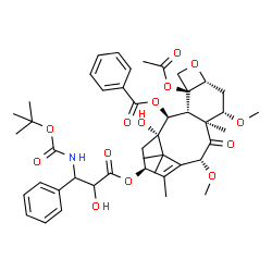 ChemSpider 2D Image | (2alpha,5beta,7beta,10beta,13alpha)-4-Acetoxy-1-hydroxy-13-{[2-hydroxy-3-({[(2-methyl-2-propanyl)oxy]carbonyl}amino)-3-phenylpropanoyl]oxy}-7,10-dimethoxy-9-oxo-5,20-epoxytax-11-en-2-yl benzoate | C45H57NO14