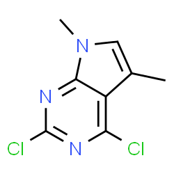 ChemSpider 2D Image | 2,4-Dichloro-5,7-dimethyl-7H-pyrrolo[2,3-d]pyrimidine | C8H7Cl2N3