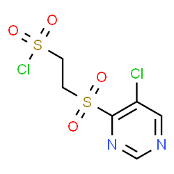 ChemSpider 2D Image | 2-[(5-Chloro-4-pyrimidinyl)sulfonyl]ethanesulfonyl chloride | C6H6Cl2N2O4S2