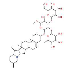 ChemSpider 2D Image | 2-[(5-Hydroxy-6-methoxy-2-[(4a,6a,7,10-tetramethyl-2,3,4,4a,4b,5,6,6a,6b,7,7a,8,9,10,11,12a,13,13a,13b,14-icosahydro-1H-naphtho[2',1':4,5]indeno[1,2-b]indolizin-2-yl)oxy]-4-{[3,4,5-trihydroxy-6-(hydro
xymethyl)tetrahydro-2H-pyran-2-yl]oxy}tetrahydro-2H-pyran-3-yl)oxy]-6-methyltetrahydro-2H-pyran-3,4,5-triol | C45H73NO15