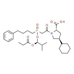 ChemSpider 2D Image | (4S)-4-Cyclohexyl-1-({[(1S)-2-methyl-1-(propionyloxy)propoxy](4-phenylbutyl)phosphoryl}acetyl)-L-proline | C30H46NO7P