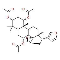 ChemSpider 2D Image | (1alpha,3alpha,7alpha,9xi,13alpha,14beta,15beta,17alpha)-17-(3-Furyl)-4,4,8-trimethyl-14,15-epoxyandrostane-1,3,7-triyl triacetate | C32H44O8