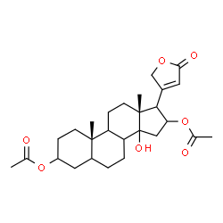 ChemSpider 2D Image | (8xi,9xi,14xi,17xi)-3,16-Diacetoxy-14-hydroxycard-20(22)-enolide | C27H38O7