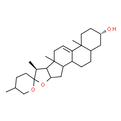 ChemSpider 2D Image | (3alpha,8xi,10xi,13xi,14xi,16xi,17xi,22xi)-Spirost-9(11)-en-3-ol | C27H42O3