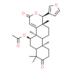ChemSpider 2D Image | acetic acid [(1R,4bR,5R,10aR,12aR)-1-(3-furanyl)-4b,7,7,10a,12a-pentamethyl-3,8-dioxo-5,6,6a,9,10,10b,11,12-octahydro-1H-naphtho[2,1-f][2]benzopyran-5-yl] ester | C28H36O6