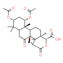 ChemSpider 2D Image | (1S,3R,6aR,10R,10aS,12bS)-1,3-Diacetoxy-4,4,6a,10a,12b-pentamethyl-6,8-dioxohexadecahydronaphtho[2,1-f]oxireno[d]isochromene-10-carboxylic acid | C27H36O10