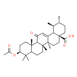 ChemSpider 2D Image | (3beta,5xi,9xi,18xi)-3-Acetoxy-11-oxours-12-en-28-oic acid | C32H48O5