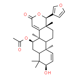 ChemSpider 2D Image | (1R,4bR,5R,8R,10aS,12aR)-1-(3-Furyl)-8-hydroxy-4b,7,7,10a,12a-pentamethyl-3-oxo-3,4b,5,6,6a,7,8,10a,10b,11,12,12a-dodecahydro-1H-naphtho[2,1-f]isochromen-5-yl acetate | C28H36O6
