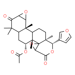 ChemSpider 2D Image | (1S,4bS,5R,9bR,11aS)-1-(3-Furyl)-4b,7,7,9b,11a-pentamethyl-3,8-dioxohexadecahydrooxireno[d]oxireno[7,8]naphtho[2,1-f]isochromen-5-yl acetate | C28H34O8
