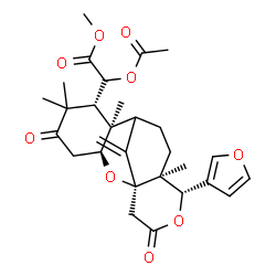 ChemSpider 2D Image | Methyl (2R)-acetoxy[(1S,3S,7R,8R,12S,13S)-13-(3-furyl)-6,6,8,12-tetramethyl-17-methylene-5,15-dioxo-2,14-dioxatetracyclo[7.7.1.0~1,12~.0~3,8~]heptadec-7-yl]acetate | C29H36O9