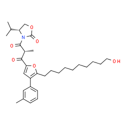 ChemSpider 2D Image | (2R)-1-[5-(10-Hydroxydecyl)-4-(3-methylphenyl)-2-furyl]-3-[(4R)-4-isopropyl-2-oxo-1,3-oxazolidin-3-yl]-2-methyl-1,3-propanedione | C31H43NO6