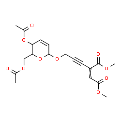 ChemSpider 2D Image | Dimethyl 2-{3-[(4,6-di-O-acetyl-2,3-dideoxyhex-2-enopyranosyl)oxy]-1-propyn-1-yl}-2-butenedioate | C19H22O10