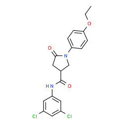 ChemSpider 2D Image | N-(3,5-Dichlorophenyl)-1-(4-ethoxyphenyl)-5-oxo-3-pyrrolidinecarboxamide  | C19H18Cl2N2O3