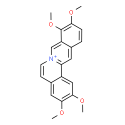 ChemSpider 2D Image | 2,3,9,10-Tetramethoxyisoquinolino[3,2-a]isoquinolinium | C21H20NO4