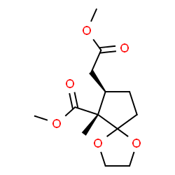 ChemSpider 2D Image | Methyl (6R,7R)-7-(2-methoxy-2-oxoethyl)-6-methyl-1,4-dioxaspiro[4.4]nonane-6-carboxylate | C13H20O6