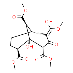 ChemSpider 2D Image | Trimethyl (1R,4Z,5R,8S,9S)-1-hydroxy-4-[hydroxy(methoxy)methylene]-3-oxobicyclo[3.3.1]nonane-2,8,9-tricarboxylate | C17H22O10