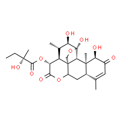 ChemSpider 2D Image | (1alpha,7xi,11alpha,12alpha,13beta,15beta)-1,11,12-Trihydroxy-2,16-dioxo-11,20-epoxypicras-3-en-15-yl (2S)-2-hydroxy-2-methylbutanoate | C25H34O10