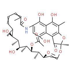 ChemSpider 2D Image | (7R,11R,12R,13S,14S,15S,16S,17R,18S)-2,15,17,27,29-Pentahydroxy-11-methoxy-3,7,12,14,16,18,22-heptamethyl-6,23-dioxo-8,30-dioxa-24-azatetracyclo[23.3.1.1~4,7~.0~5,28~]triaconta-1(29),2,4,9,19,21,25,27
-octaen-13-yl acetate | C37H47NO12