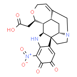 ChemSpider 2D Image | [(4S,12S,13R,14R,19R,21S)-9-Nitro-7,8-dioxo-15-oxa-1,11-diazahexacyclo[16.3.1.0~4,12~.0~4,21~.0~5,10~.0~13,19~]docosa-5,9,17-trien-14-yl]acetic acid | C21H21N3O7