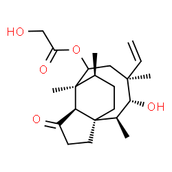 ChemSpider 2D Image | (1R,2S,3R,4S,7S,8R,14S)-3-Hydroxy-2,4,7,14-tetramethyl-9-oxo-4-vinyltricyclo[5.4.3.0~1,8~]tetradec-6-yl glycolate | C22H34O5
