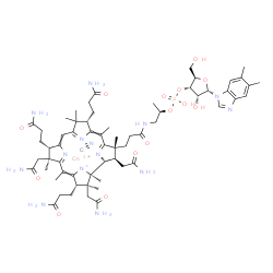 ChemSpider 2D Image | cobaltic;[(2R,3S,4R,5S)-5-(5,6-dimethylbenzimidazol-1-yl)-4-hydroxy-2-(hydroxymethyl)tetrahydrofuran-3-yl] [(1R)-1-methyl-2-[3-[(1R,2R,3R,7S,12S,13S,17S,18S,19R)-2,13,18-tris(2-amino-2-oxo-ethyl)-7,12,17-tris(3-amino-3-oxo-propyl)-3,5,8,8,13,15,18,19-octamethyl-2,7,12,17-tetrahydro-1H-corrin-24-id-3-yl]propanoylamino]ethyl] hydrogen phosphate;cyanide | C63H89CoN14O14P