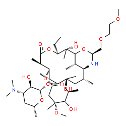 ChemSpider 2D Image | (2R,3S,6R,7R,8R,9R,10S,12R,13S,15S,17S)-3-Ethyl-2,10-dihydroxy-15-[(2-methoxyethoxy)methyl]-2,6,8,10,12,17-hexamethyl-5-oxo-9-{[3,4,6-trideoxy-3-(dimethylamino)-beta-D-xylo-hexopyranosyl]oxy}-4,16-dio
xa-14-azabicyclo[11.3.1]heptadec-7-yl 2,6-dideoxy-3-C-methyl-3-O-methyl-alpha-L-ribo-hexopyranoside | C42H78N2O14